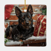 Australische Kelpie Hond Kerstfeest Keramisch Ornament (Achterkant)