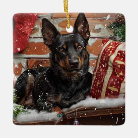 Australische Kelpie Hond Kerstfeest Keramisch Ornament (Voorkant)