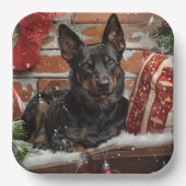 Australische Kelpie Hond Kerstfeest Papieren Bordje (Voorkant)