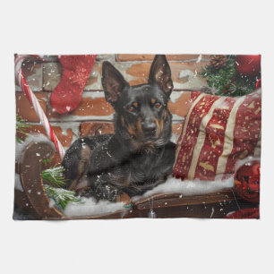 Australische Kelpie Hond Kerstfeest Theedoek