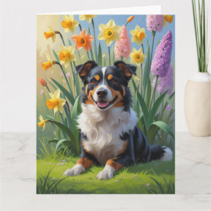 Australische Kelpie-hond lente bloemen schilderij Kaart