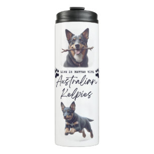 Australische Kelpie hond "Leven is beter met... Thermosbeker