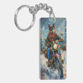 Australische Kelpie Hond Rijden Motorfiets Kerstmi Sleutelhanger (Voorkant Links)