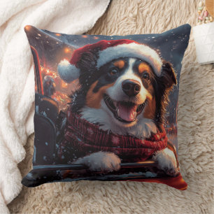Australische Kelpie-hond rollercoaster Kerstmis Kussen
