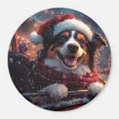 Australische Kelpie-hond Rollercoaster Kerstmis Magneet (Voorkant)