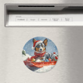 Australische Kelpie in Sledge Laat het Sneeuw Kers Magneet (Insitu (Vaatwasser))