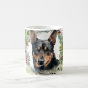 Australische Kelpie Kerst Krans Festieve Pup Koffiemok