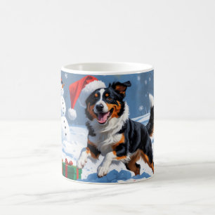 Australische Kelpie Kerstfeest Sneeuwscène Koffiemok
