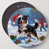 Australische Kelpie Kerstfeest Sneeuwscène Ronde Button 6,0 Cm (Voorkant /achterkant)