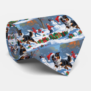 Australische Kelpie Kerstfeest Sneeuwscène Stropdas