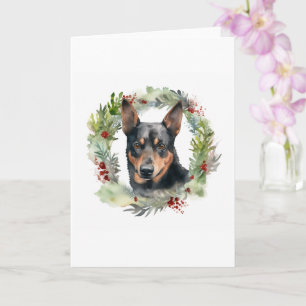 Australische Kelpie Kerstkrans Feestelijke Pup Kaart
