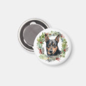 Australische Kelpie Kerstkrans Feestelijke Pup Magneet (Voorkant / Achterkant)