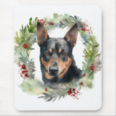 Australische Kelpie Kerstkrans Feestelijke Pup Muismat (Voorkant)