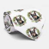 Australische Kelpie Kerstkrans Feestelijke Pup Stropdas (Opgerold)