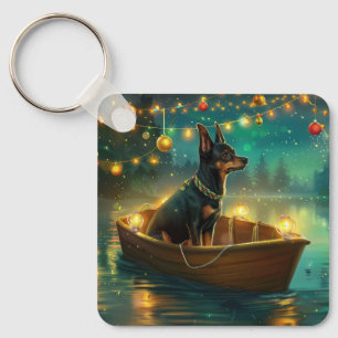 Australische Kelpie Kerstmis Feestelijke Reis Sleutelhanger