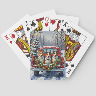 Australische Kelpie Kerstmis Rode Truck Vakantie Pokerkaarten