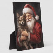 Australische Kelpie met Kerstman Kerstmis Fotoplaat (Zijkant)