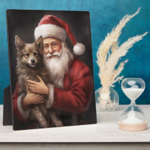 Australische Kelpie met Kerstman Kerstmis Fotoplaat