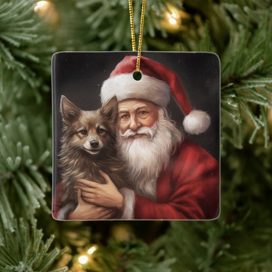 Australische Kelpie met Kerstman Kerstmis Keramisch Ornament (Boom)