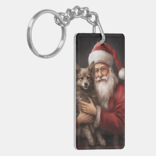 Australische Kelpie met Kerstman Kerstmis Sleutelhanger