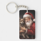 Australische Kelpie met Kerstman Kerstmis Sleutelhanger (Voorkant)