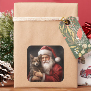 Australische Kelpie met Kerstman Kerstmis Vierkante Sticker