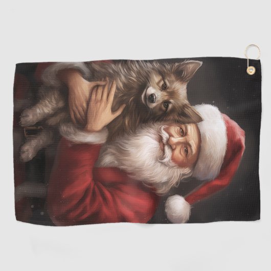 Australische Kelpie met Kerstmis Golfhanddoek (Horizontaal)