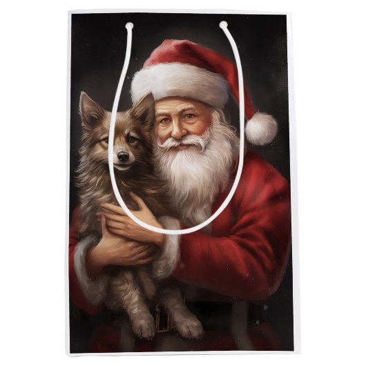 Australische Kelpie met Kerstmis Medium Cadeauzakje (Voorkant)