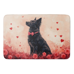 Australische Kelpie met Rozen - Valentijnsdag Badmat