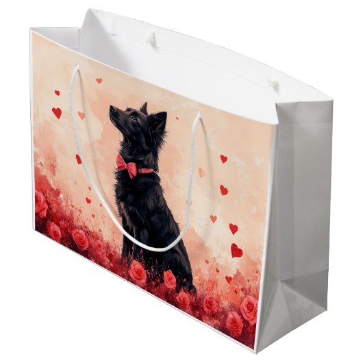 Australische Kelpie met Rozen - Valentijnsdag Groot Cadeauzakje (Achterkant Gekanteld)