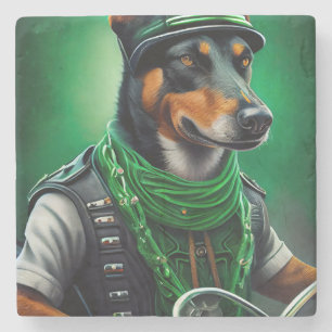 Australische Kelpie motor St. Patrick's Day Stenen Onderzetter