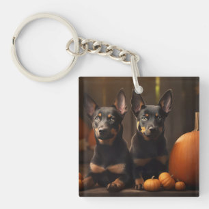 Australische Kelpie Puppy Autumn Delight Pompoen Sleutelhanger