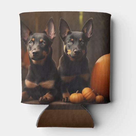 Australische Kelpie Puppy Herfst Delight Pompoen Blikjeskoeler (Achterkant)