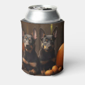 Australische Kelpie Puppy Herfst Delight Pompoen Blikjeskoeler (Blikje Achterkant)