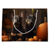 Australische Kelpie Puppy Herfst Delight Pompoen Groot Cadeauzakje (Voorkant)