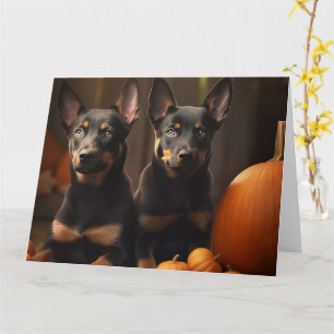 Australische Kelpie Puppy Herfst Delight Pompoen Kaart