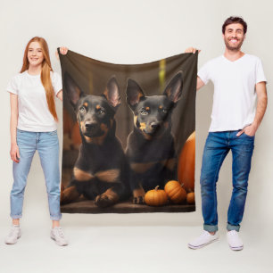 Australische Kelpie Puppy Herfst Plezier Pompoen Fleece Deken