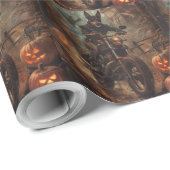 Australische Kelpie Riding Motorfiets Halloween Cadeaupapier (Rol Hoek)