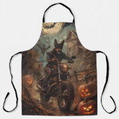 Australische Kelpie Riding Motorfiets Halloween Schort (Voorkant)