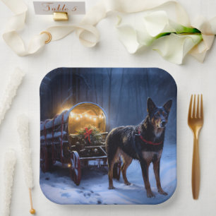 Australische Kelpie Sneeuw slee Christmas decorati Papieren Bordje