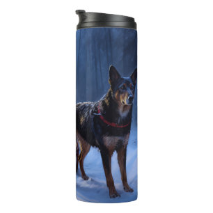 Australische Kelpie Sneeuwslee Kerst Decoratie Thermosbeker