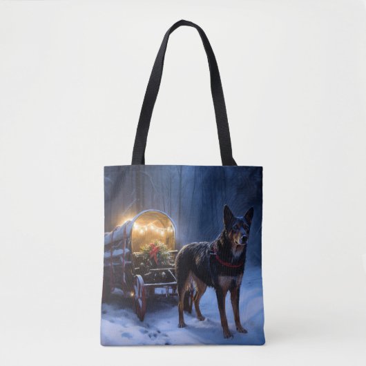 Australische Kelpie Snowy Sleigh Kerst Decor Draagtas (Voorkant)
