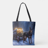 Australische Kelpie Snowy Sleigh Kerst Decor Draagtas (Achterkant)