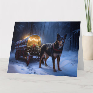 Australische Kelpie Snowy Sleigh Kerst Decor Kaart
