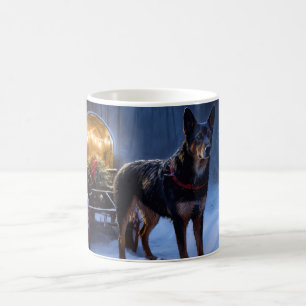Australische Kelpie Snowy Sleigh Kerst Decor Koffiemok