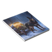 Australische Kelpie Snowy Sleigh Kerst Decor Notitieblok (Schuin)