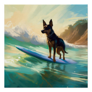 Australische Kelpie-strandsurfschildersschilderij Perfect Poster