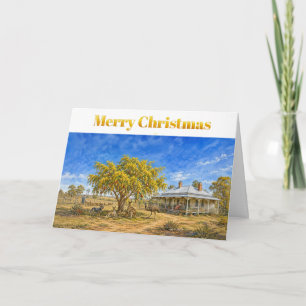 Australische Kerst Acaciaboom met kerstballen Kaart