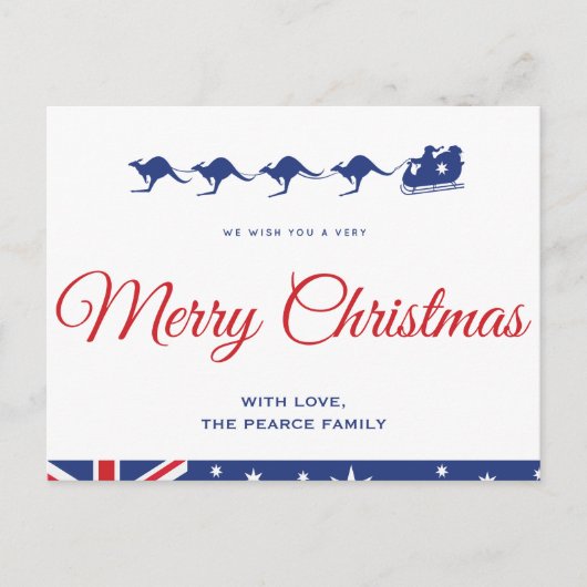 Australische kerst briefkaarten Kangaroo Aussie (Voorkant)