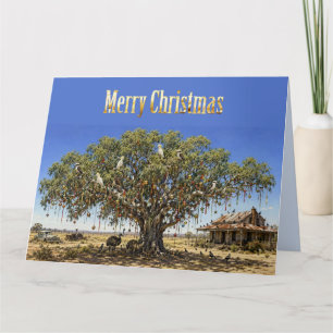 Australische Kerst Gumtree Emu en Kaketoes Kaart